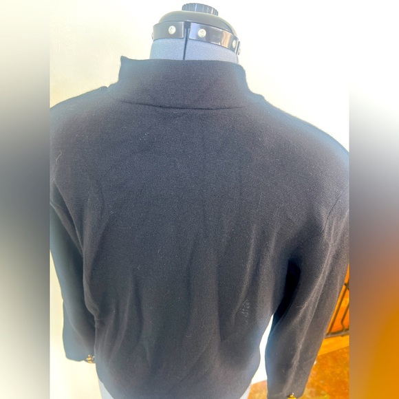 Vintage Sz L CW Clifford & Willis Black Wool Knit Mandarin Jacket Blazer Classic - Picture 9 of 16